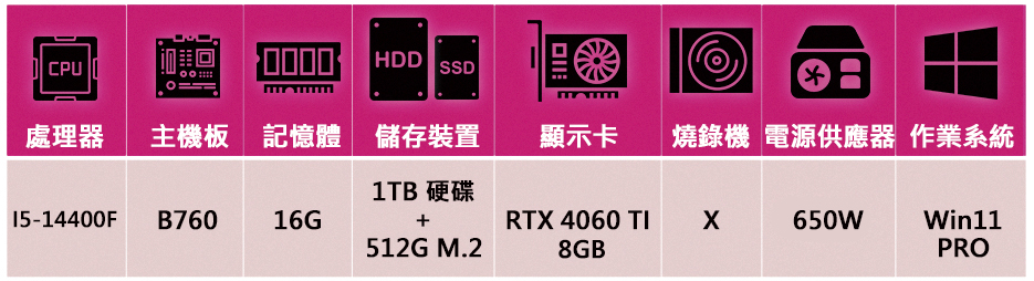 華碩平台 i5 十核 GeForce RTX4060Ti W