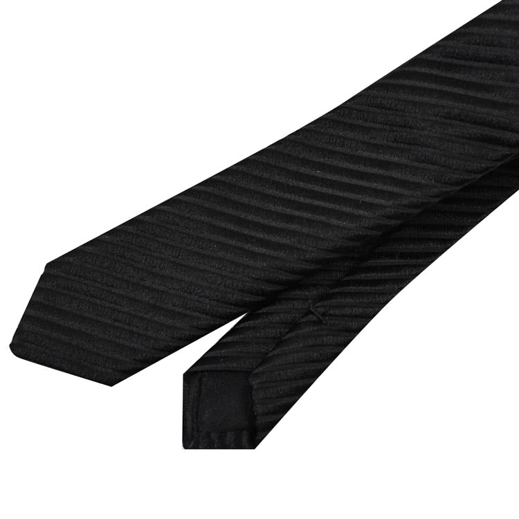 YSL 簡約時尚配件緞面斜紋設計混紡蠶絲棉質領帶(黑)好評推
