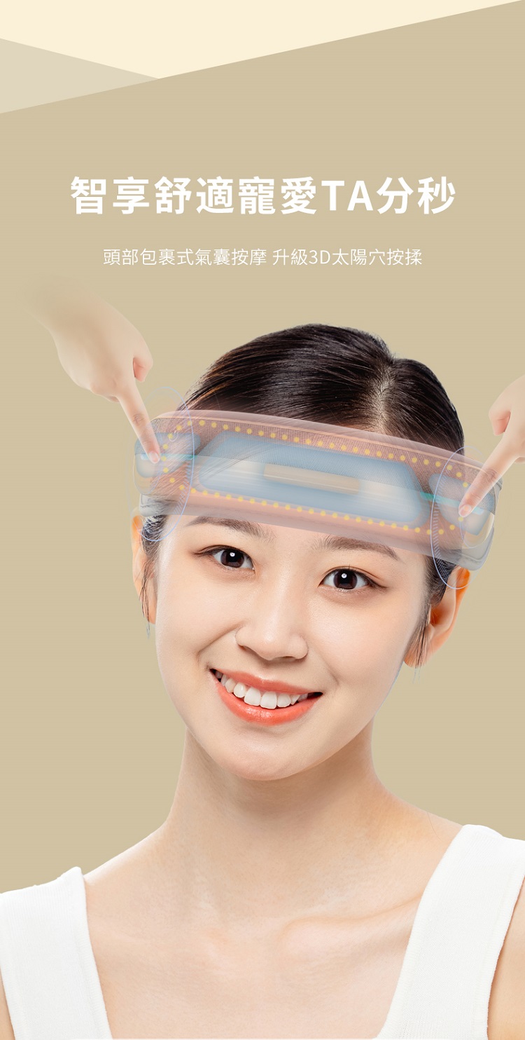 智享舒適寵愛TA分秒 頭部包裹式氣囊按摩 升級3D太陽穴按揉 