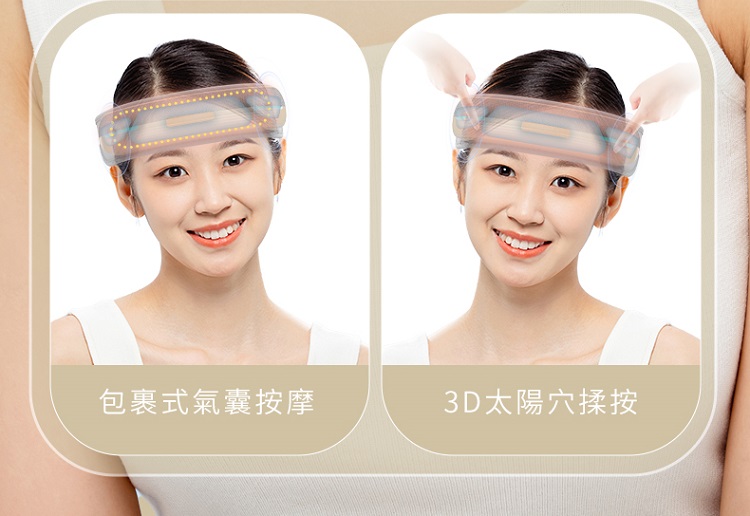 包裹式氣囊按摩 3D太陽穴揉按 