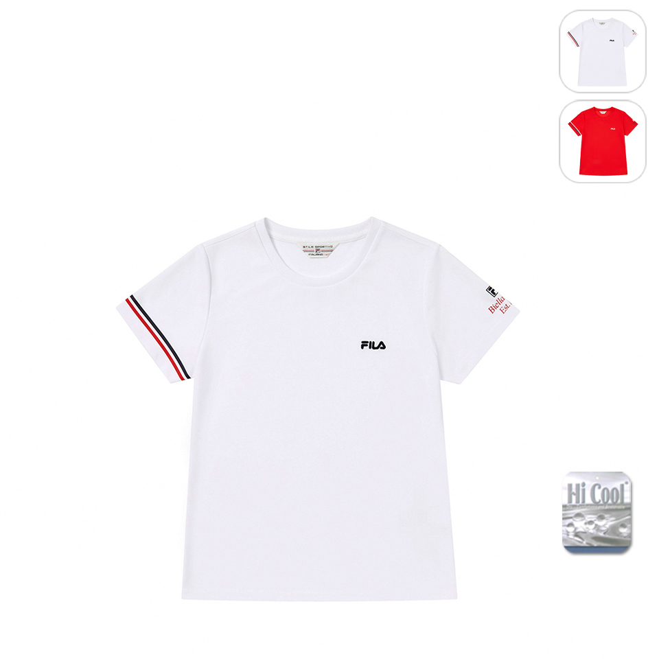 FILA官方直營 女吸濕排汗短袖圓領T恤-白色(5TEY-1