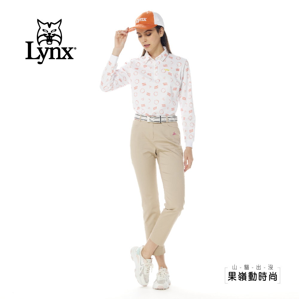 Lynx Golf 女款吸濕排汗機能滿版波浪線圓形LOGO印