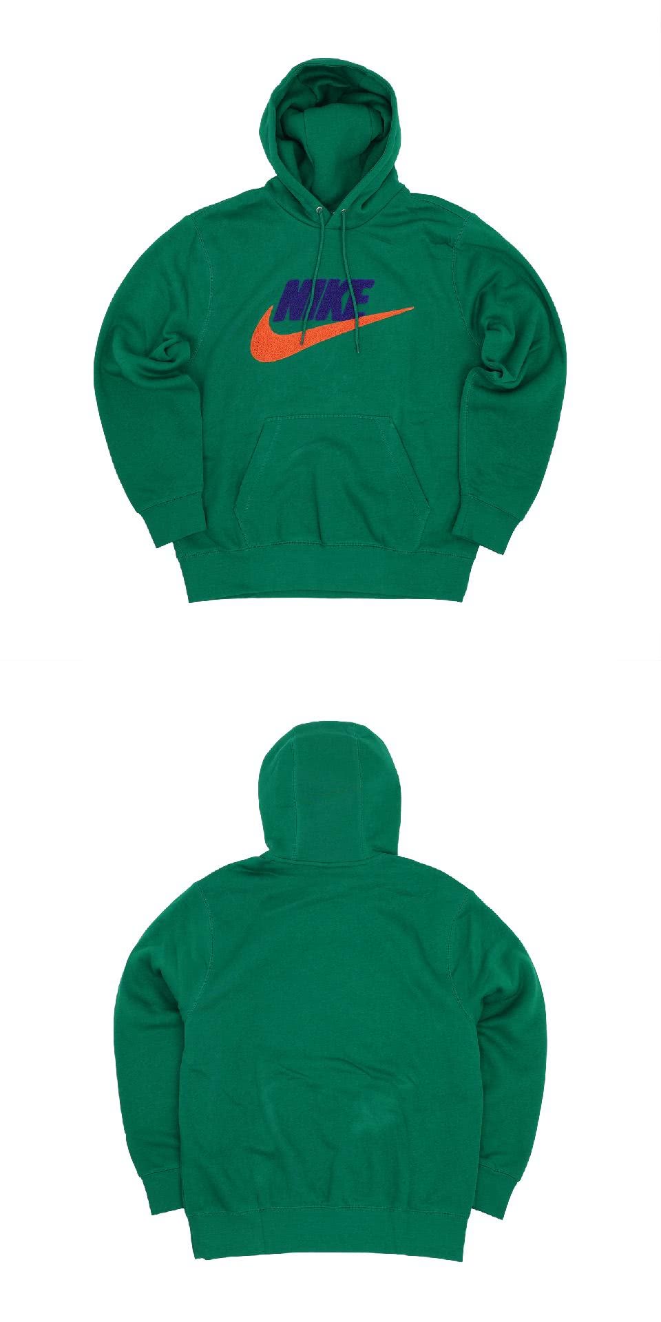 NIKE 耐吉 帽T Club Fleece 男款 綠 橘 