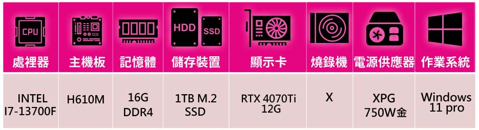 技嘉平台 i7十六核GeForce RTX4070Ti WI