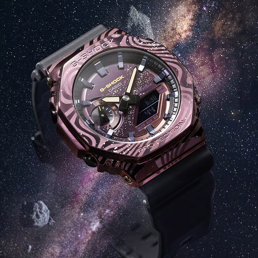 CASIO 卡西歐 G-SHOCK 紫色閃爍銀河之旅 金屬錶