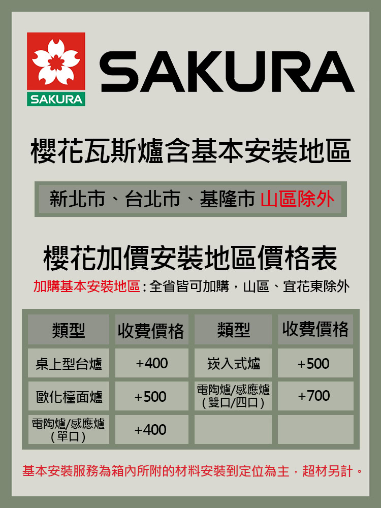 SAKURA 櫻花 銅爐頭二口台爐式瓦斯爐(G-6310-N