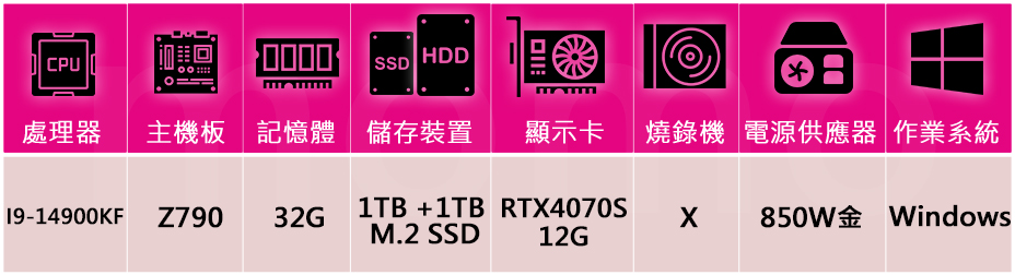 華碩平台 i9二十四核GeForce RTX4070S Wi