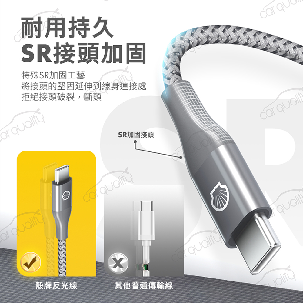 SHELL 殼牌 USB-A to USB-C反光充電傳輸線