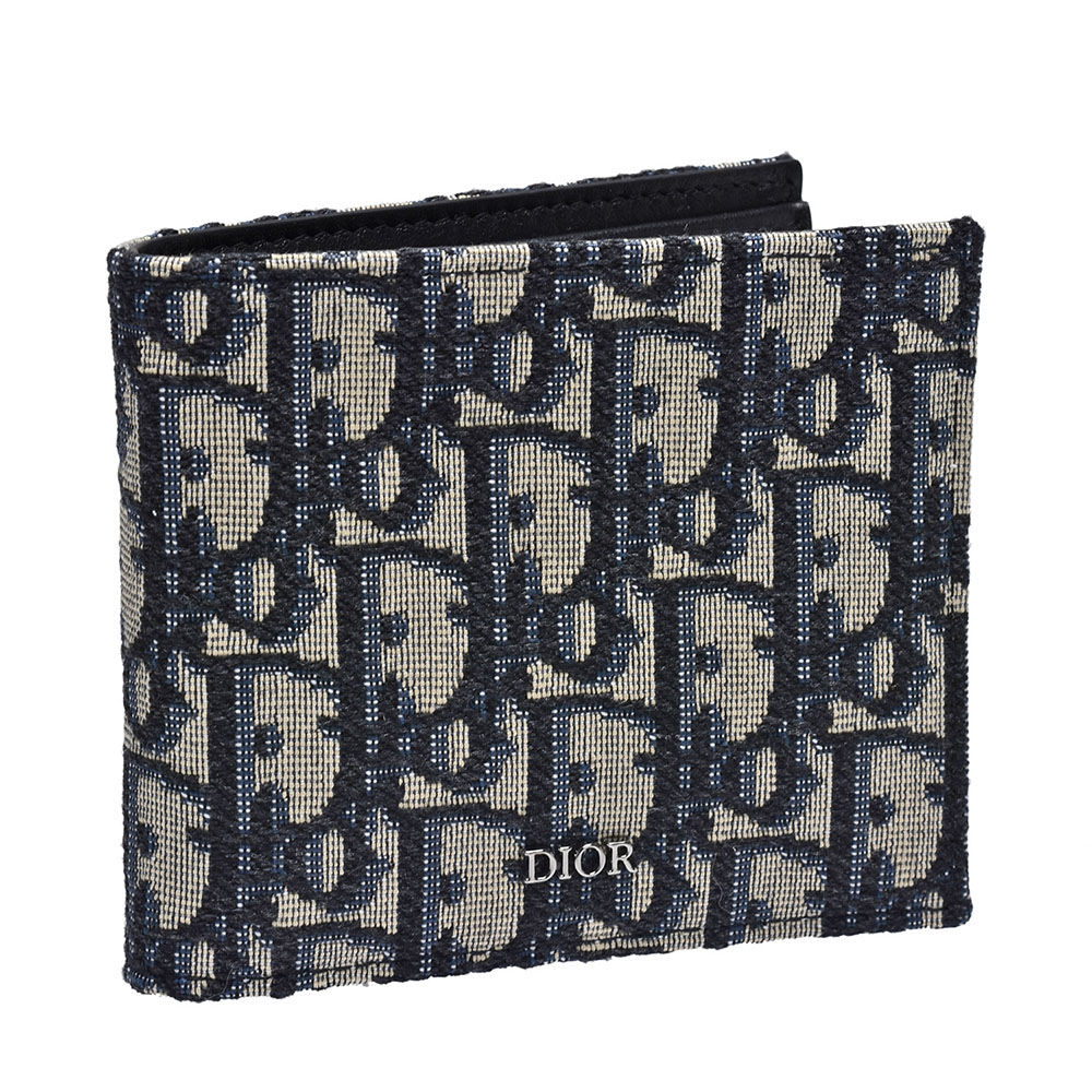 Dior 迪奧 經典Oblique提花帆布內襯裡小牛皮摺疊零