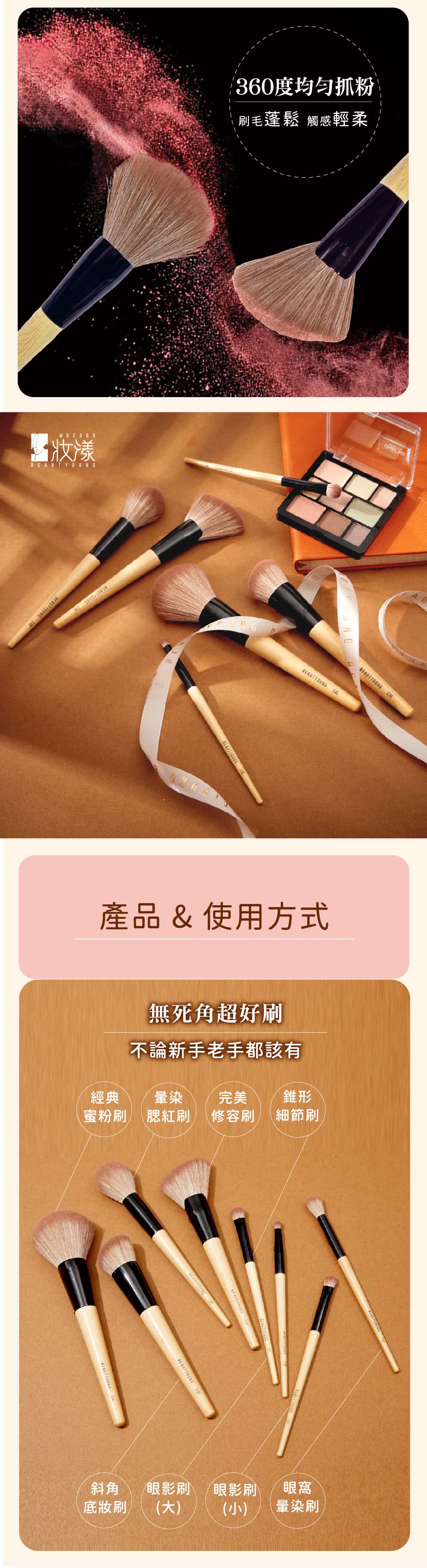 Beautyoung 妝漾 櫸木經典暈染腮紅刷(刷具 遮瑕刷