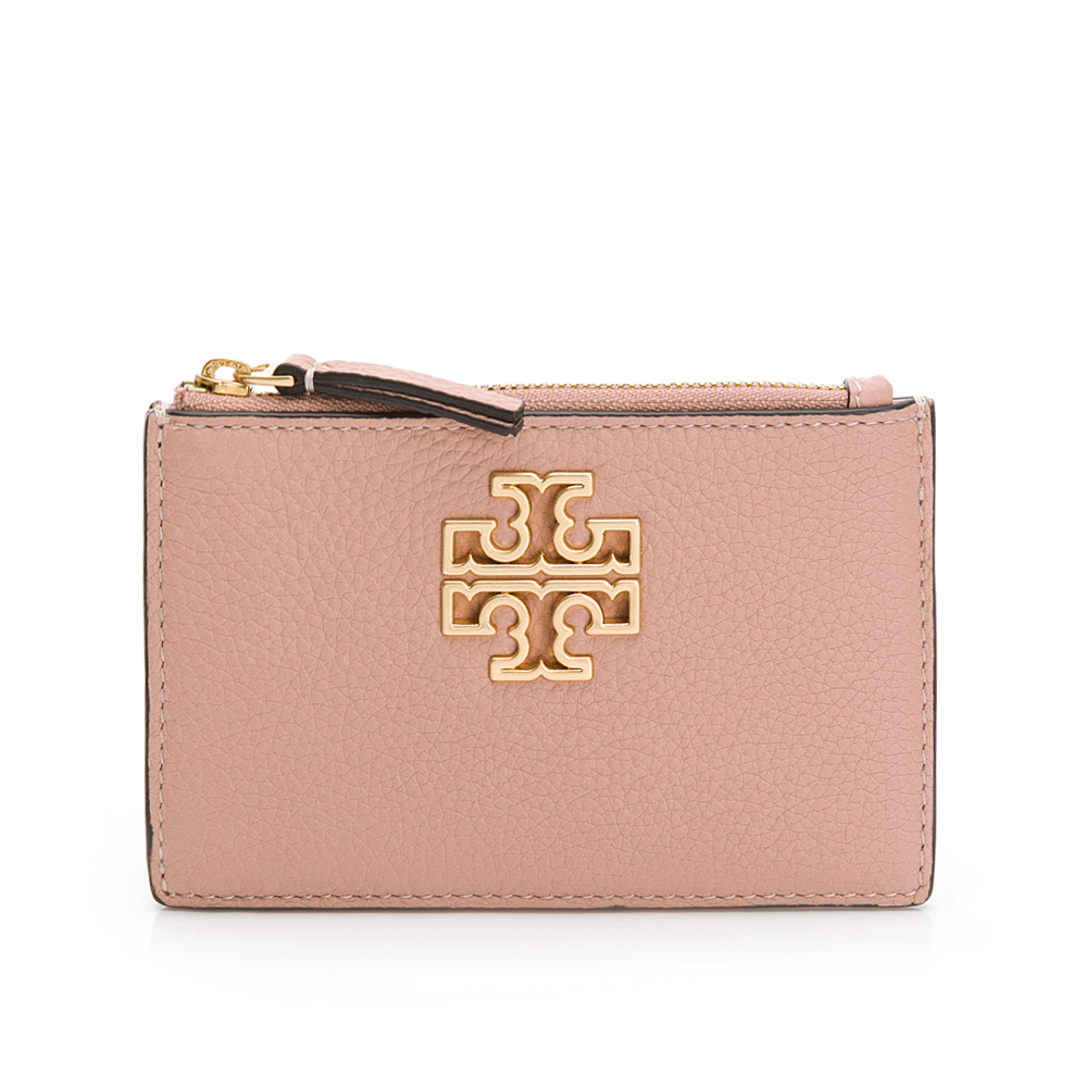 TORY BURCH 鏤空LOGO卡片零錢包/夾(粉色) 推