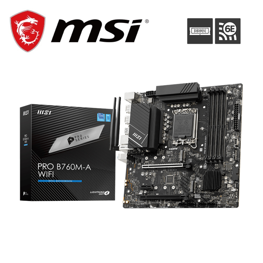 MSI 微星 PRO B760M-A WIFI 主機板+微星