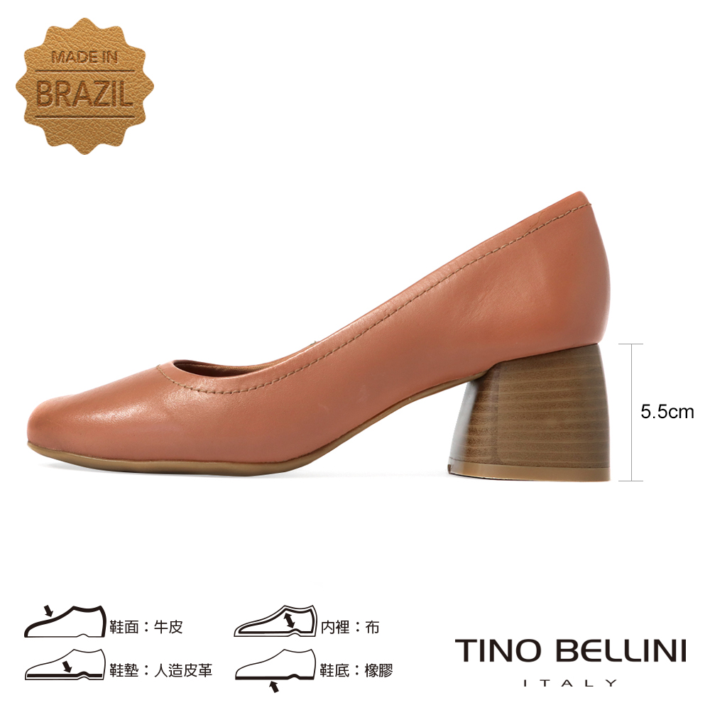 TINO BELLINI 貝里尼 巴西進口圓頭素面方跟鞋FW