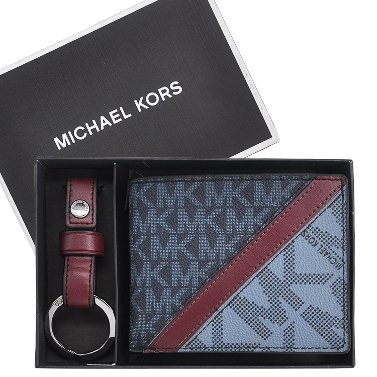 Michael Kors 經典滿版LOGO鑰匙圈+6卡皮夾禮