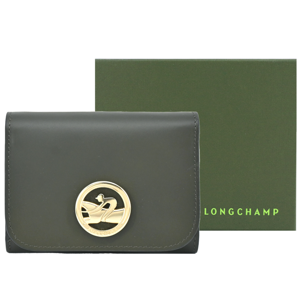 LONGCHAMP BOX-TROT系列小牛皮金屬LOGO三