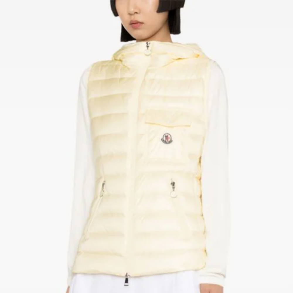 MONCLER 品牌經典連帽鵝黃色羽絨背心(鵝黃)優惠推薦