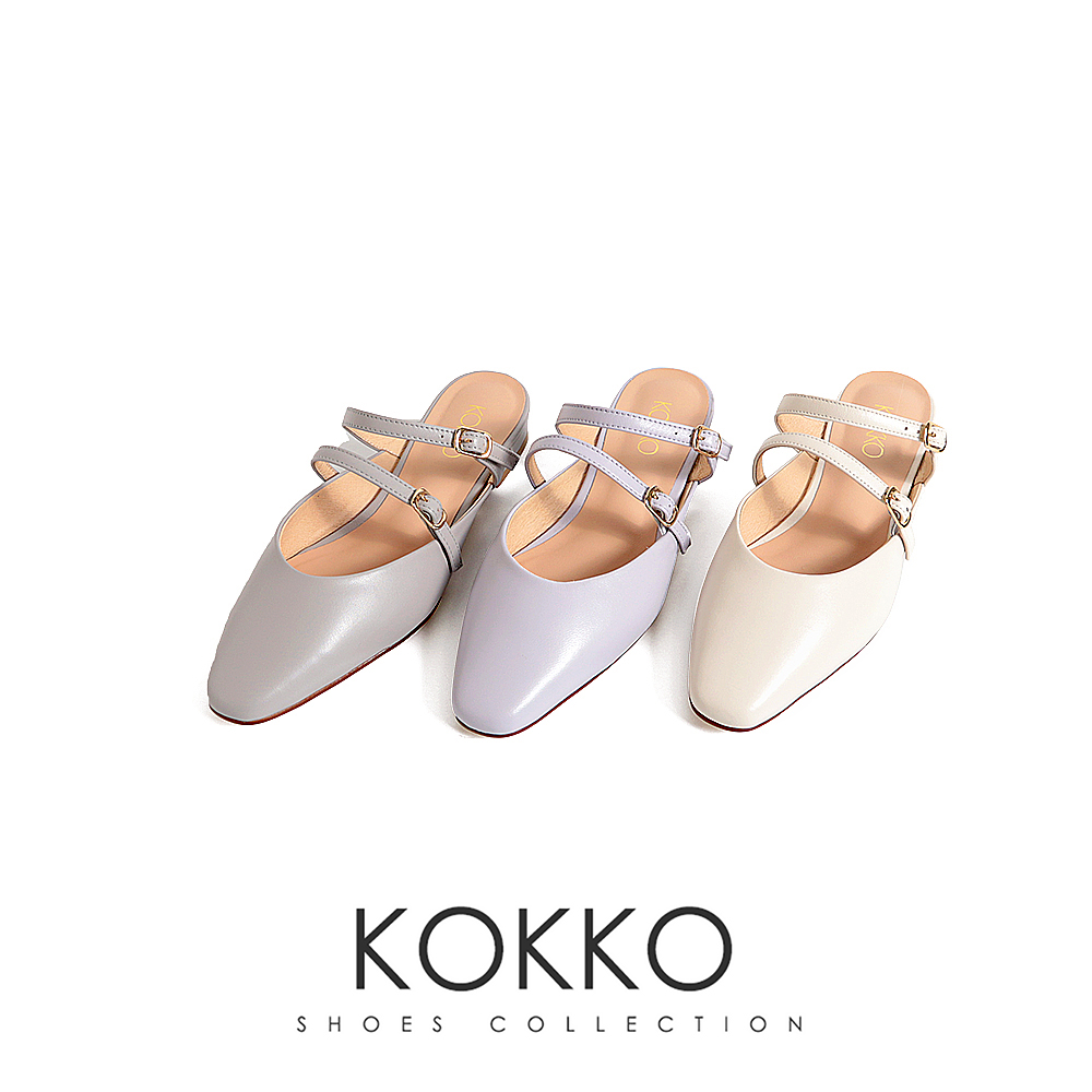 KOKKO 集團 溫柔滿點微寬楦柔軟綿羊皮穆勒鞋(粉紫色)折