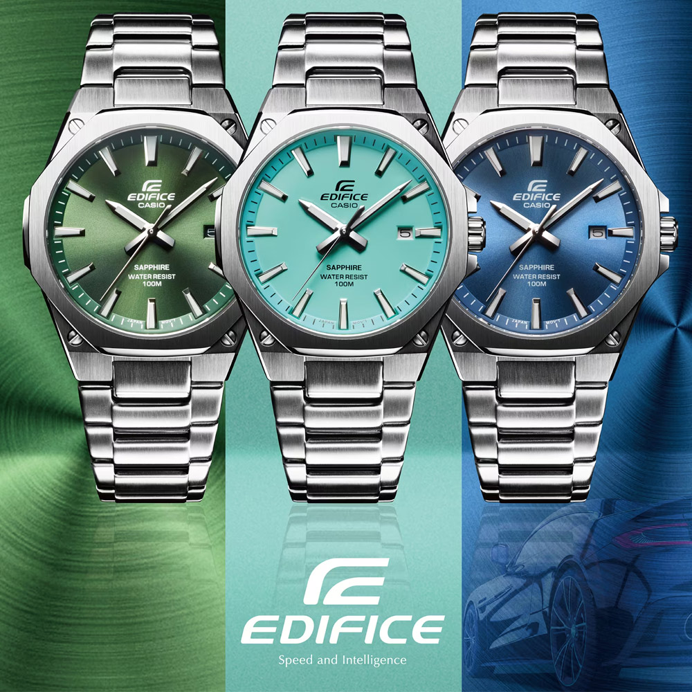CASIO 卡西歐 EDIFICE 輕薄錶殼系列 水晶玻璃八