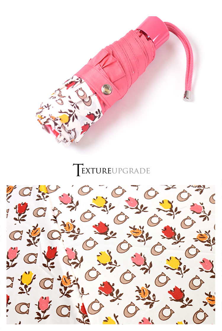 COACH 花朵輕量型折疊晴雨傘-粉色品牌優惠