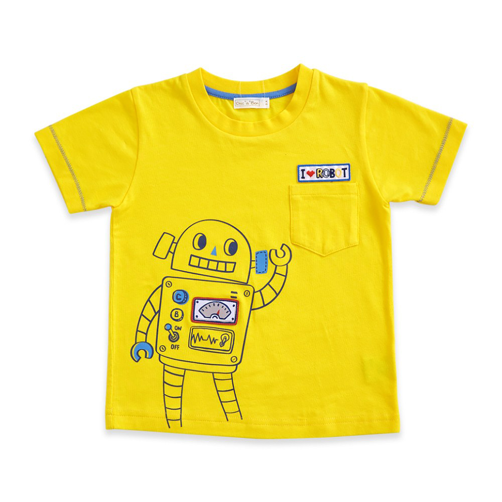 奇哥 Chic a Bon 男童裝 機器人短袖T恤/上衣-黃