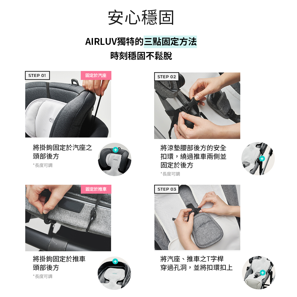 AIRLUV獨特的三點固定方法