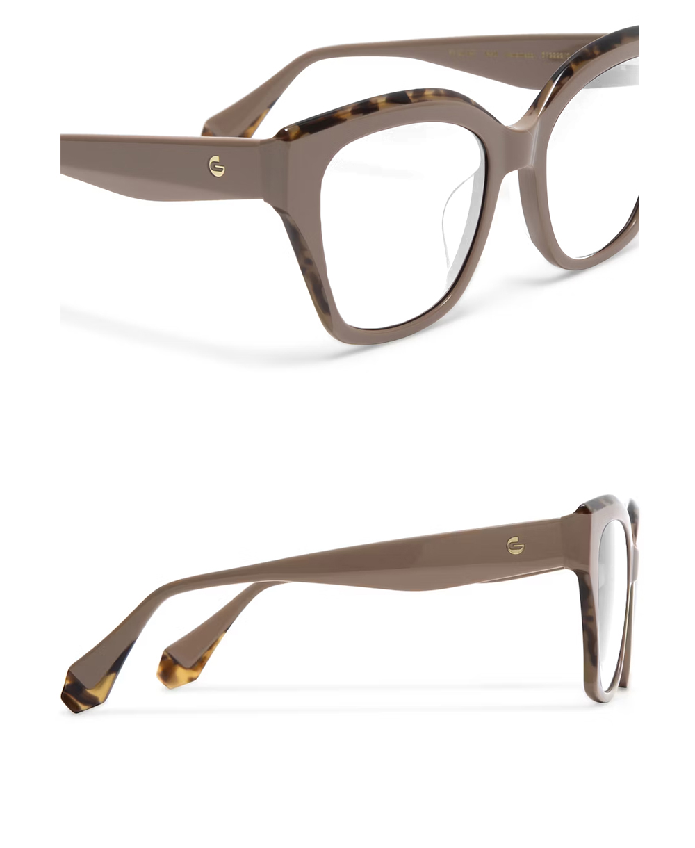 GIGI Studios 幾何曲線粗框貓眼光學眼鏡(奶茶棕 