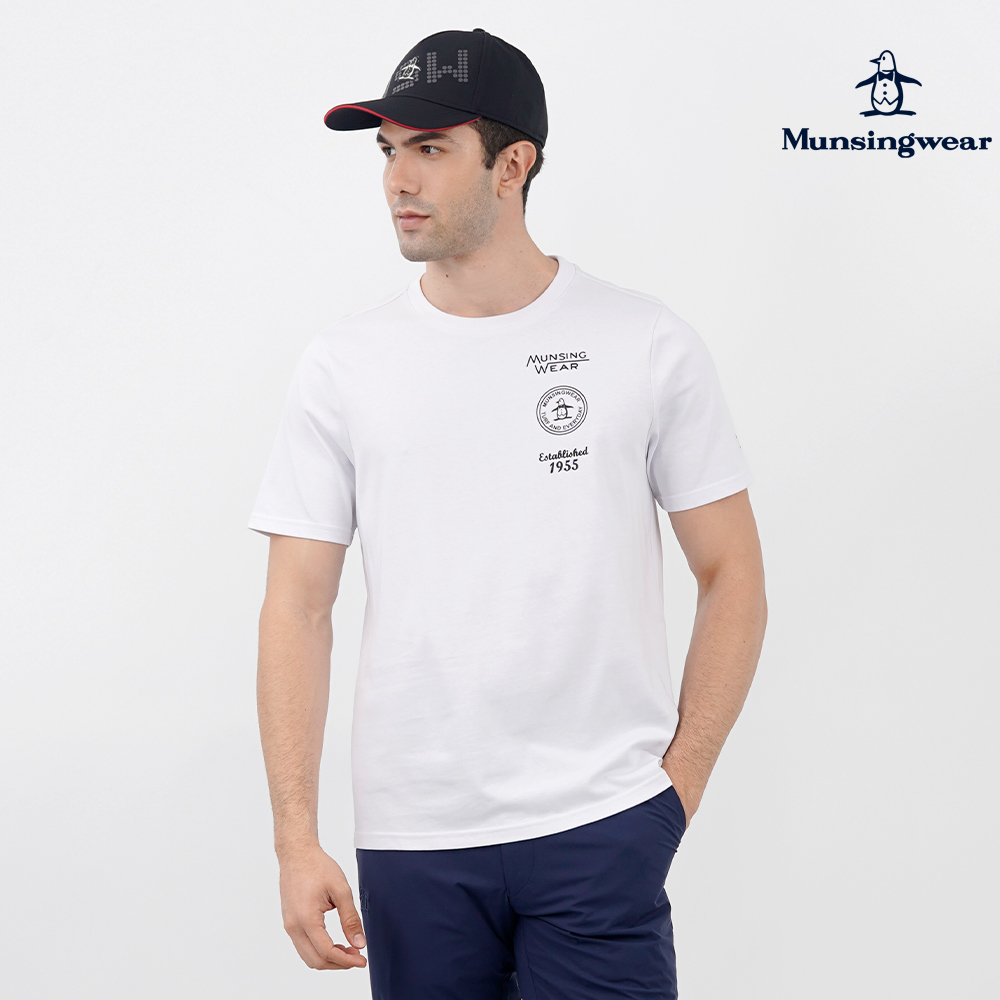 Munsingwear 企鵝牌 男款白色印花純棉舒適百搭短袖