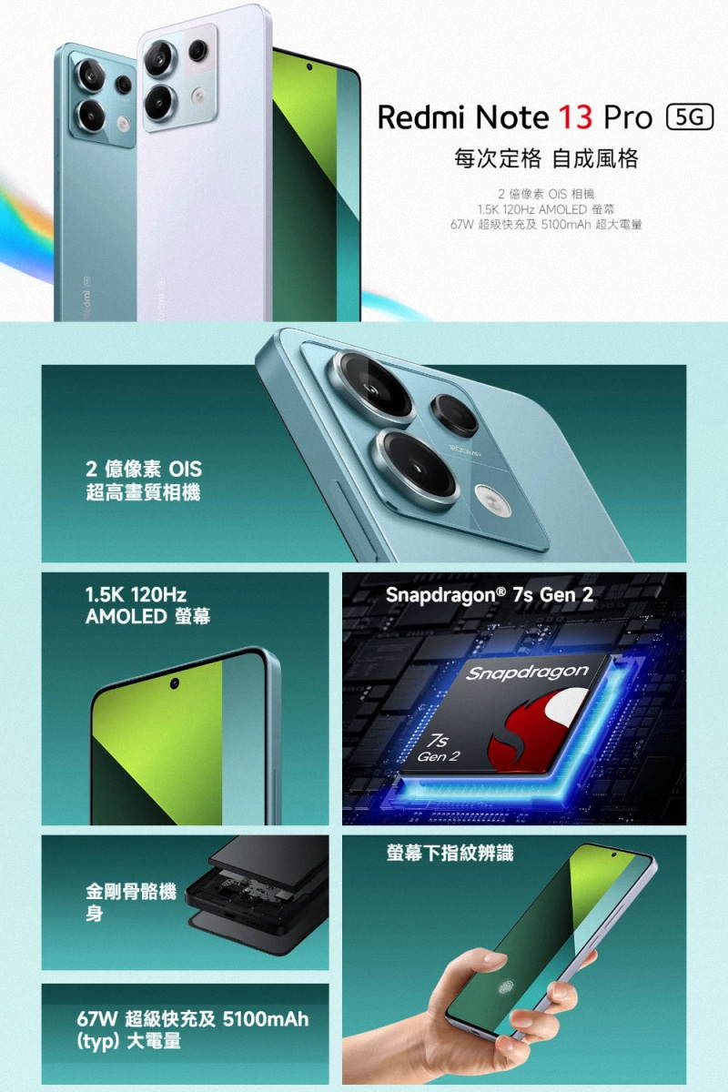 小米 Redmi Note 13 Pro 5G 6.67吋(