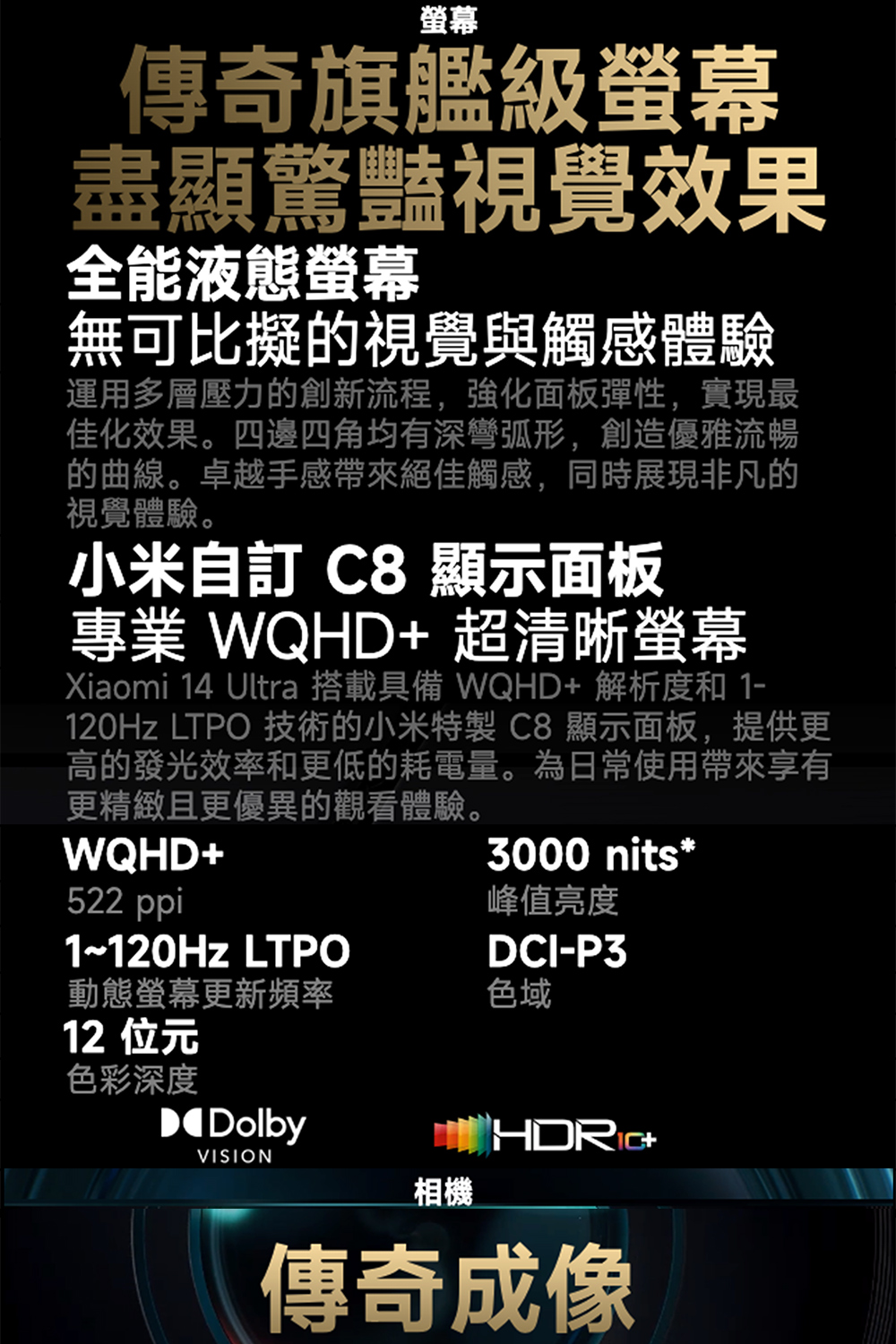 Xiaomi 14 Ultra 搭載具備 WQHD 解析度和 1