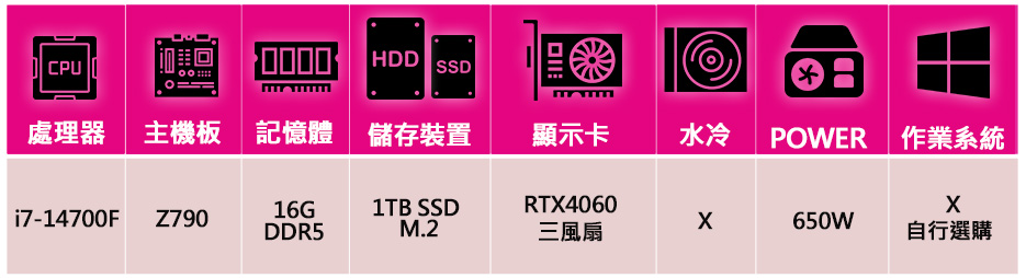 華碩平台 i7二十核 RTX4060 3X{綠草地}電競電腦