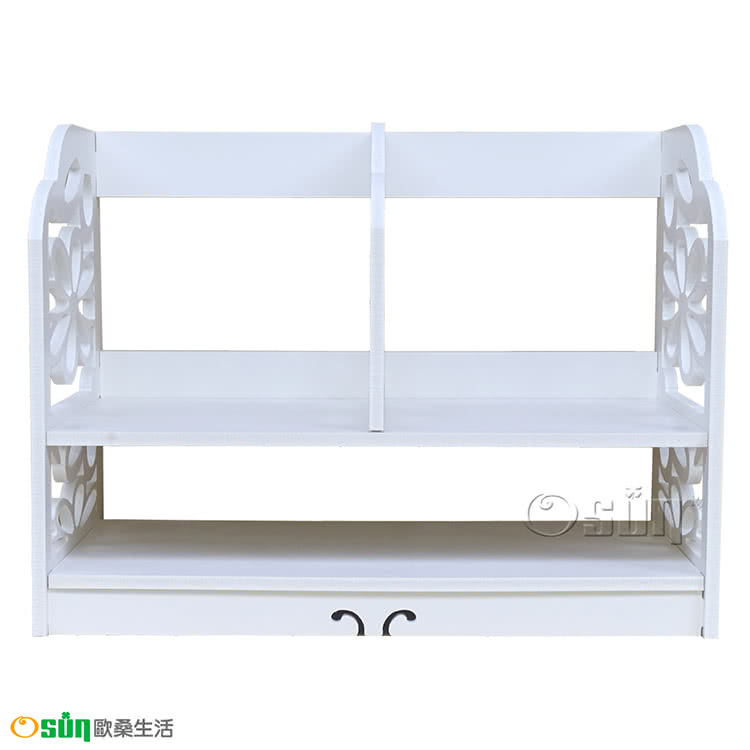 Osun DIY木塑板白色雕花櫻花書架(桌上型書架置物架CE