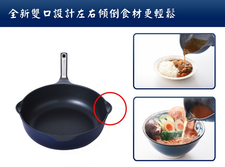 全新雙口設計左右傾倒食材更輕鬆