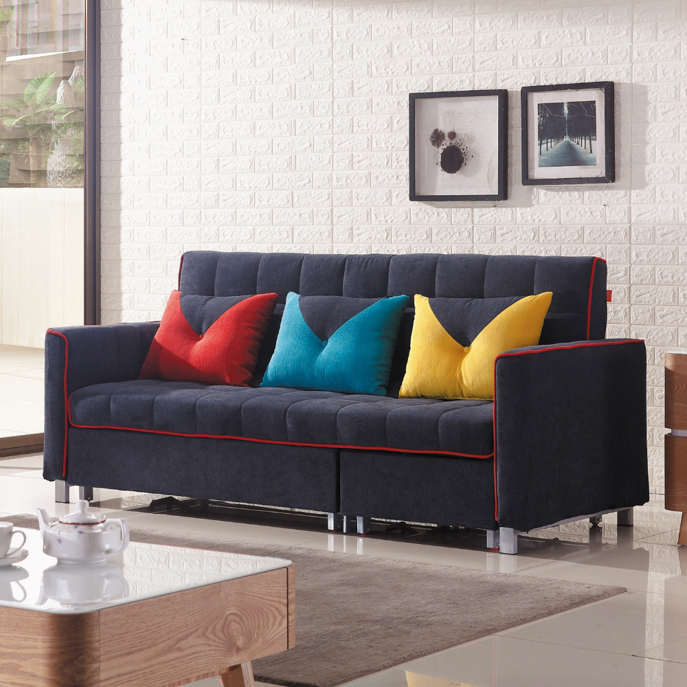 MUNA 家居 喬治亞L型功能鐵架沙發床/388-12(布沙