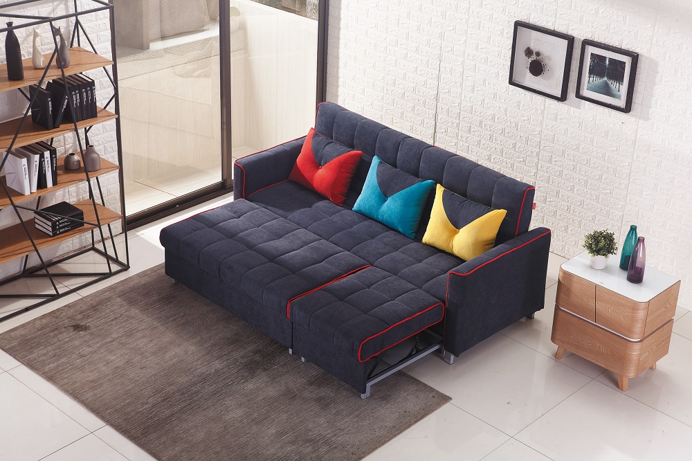 MUNA 家居 喬治亞L型功能鐵架沙發床/388-12(布沙