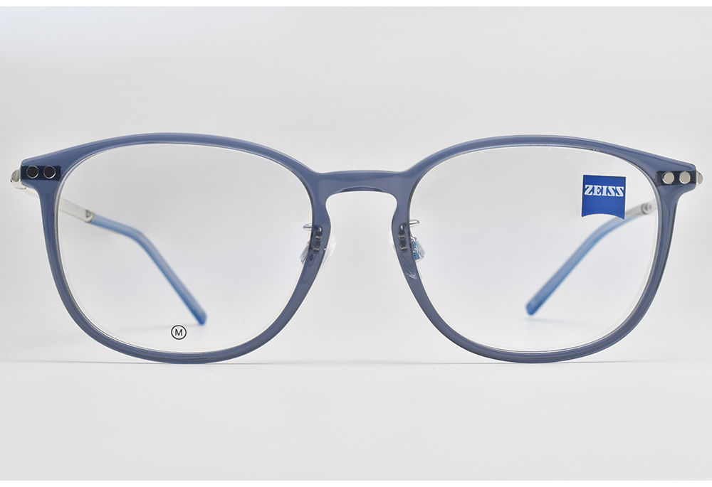 ZEISS 蔡司 橢方框光學眼鏡(透深藍 銀#ZS22704