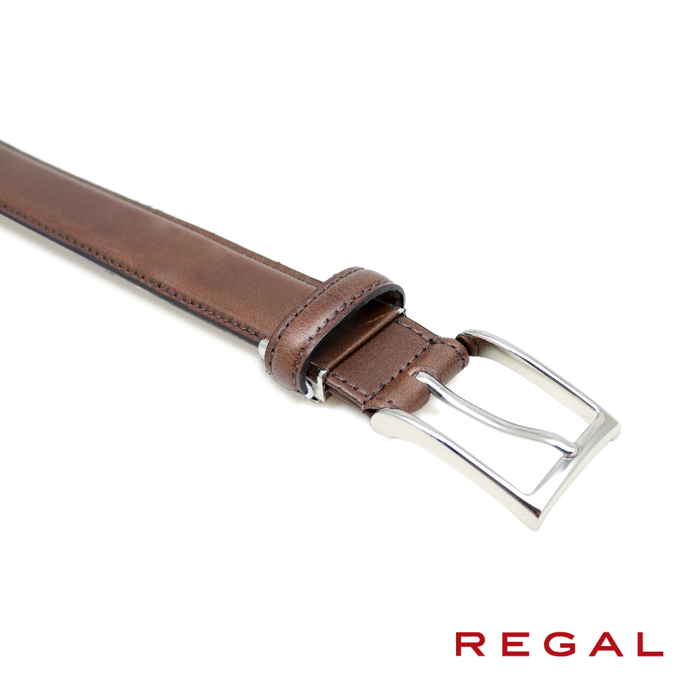REGAL 日本原廠經典刷色扣式皮腰帶 深棕色(ZR096-