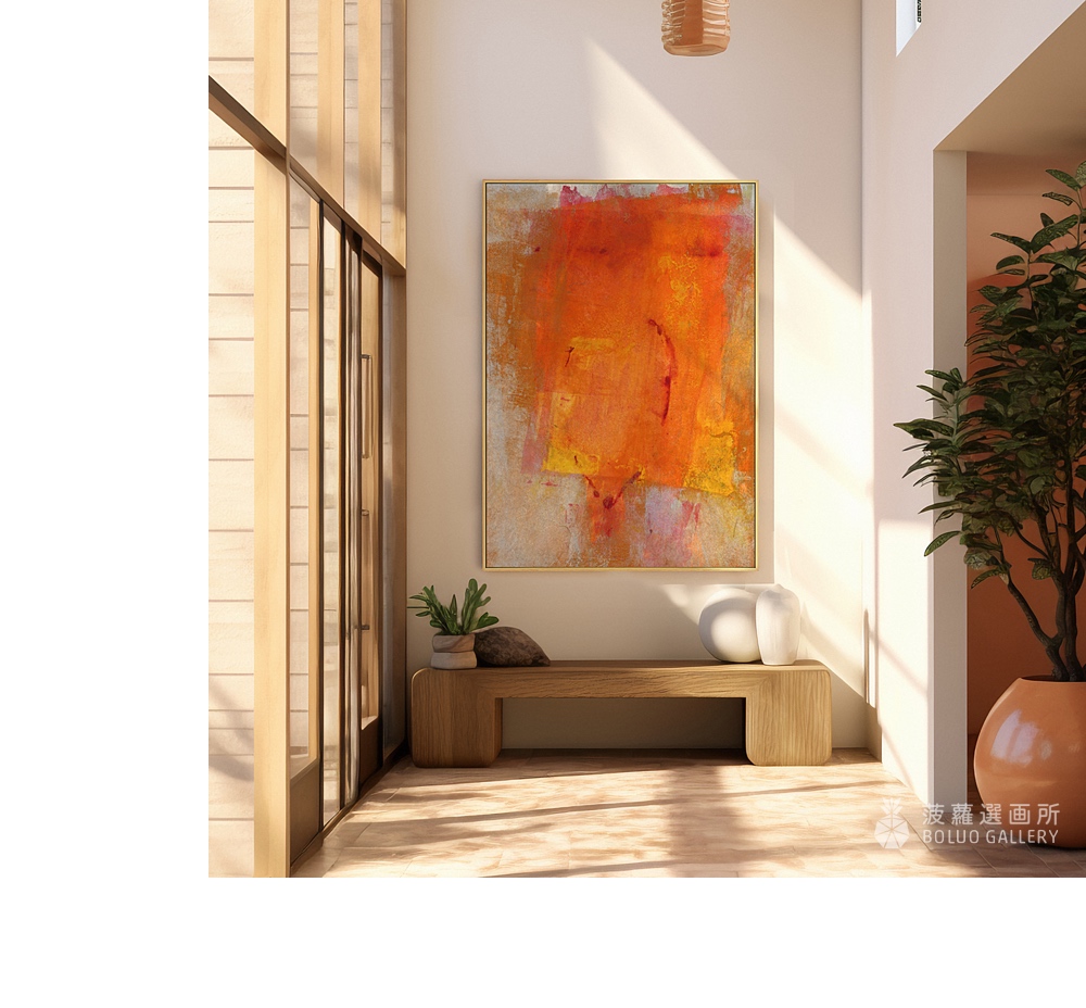 菠蘿選畫所 紅橙秋意 - 50x70cm(橘紅色抽象掛畫/客