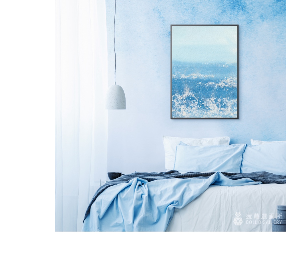 菠蘿選畫所 海浪意韻 - 50x70cm(藍色抽象掛畫/客廳
