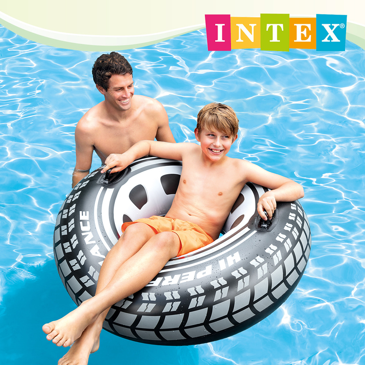 INTEX 酷輪胎帶扶手游泳圈114cm 適用9歲+(562