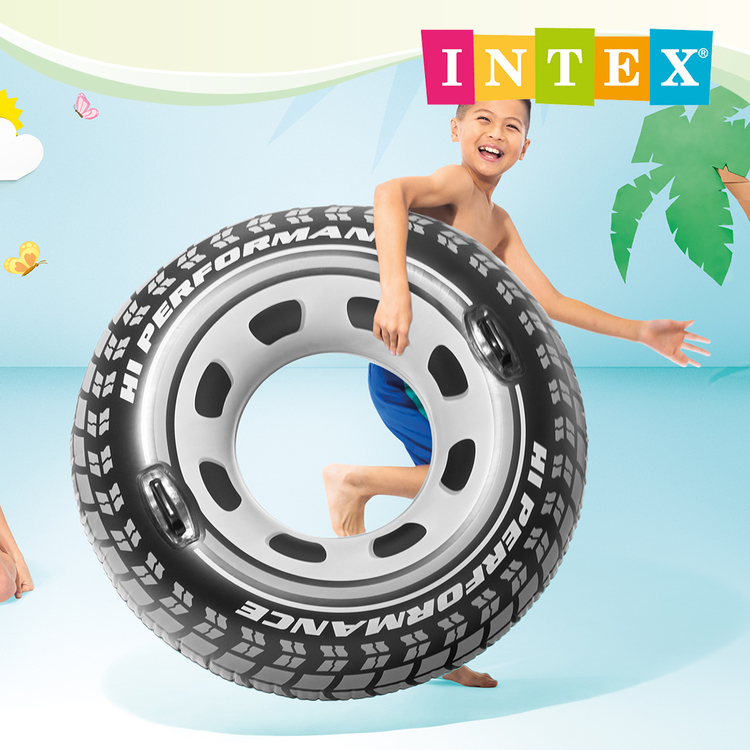 INTEX 酷輪胎帶扶手游泳圈114cm 適用9歲+(562