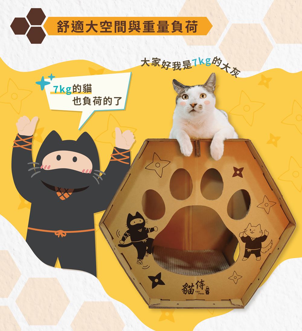 舒適大空間與重量負荷 大家好我是7kg的大家 7kg的貓 也負荷的了 貓侍者