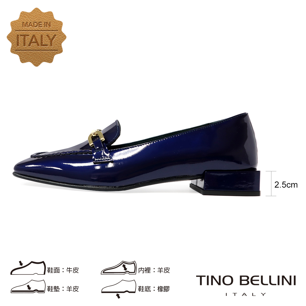 TINO BELLINI 貝里尼 義大利進口全真皮漆皮馬銜扣