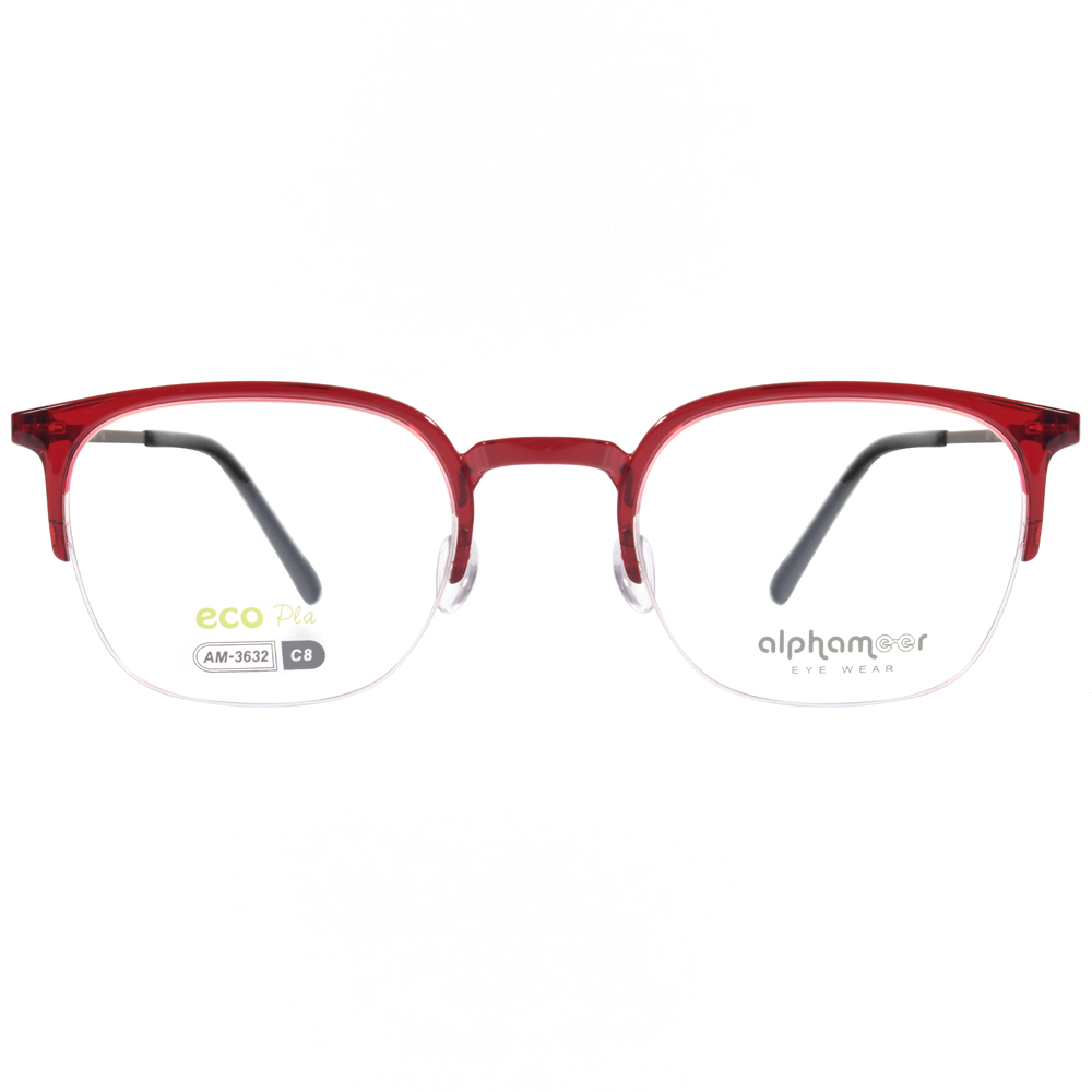 Alphameer Slim系列 眉型半框光學眼鏡(紅#AM