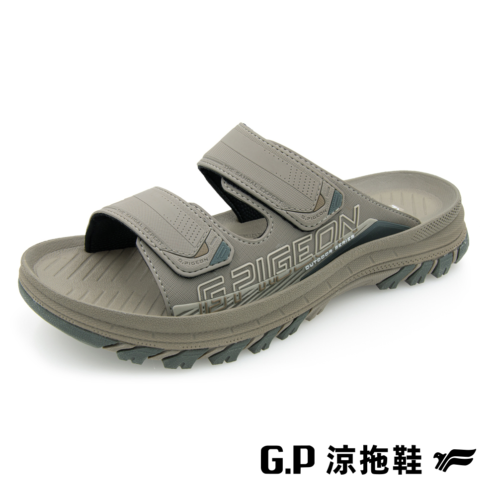 G.P 男款綠藻科技舒適雙帶拖鞋G9382M-橄欖綠色(SI