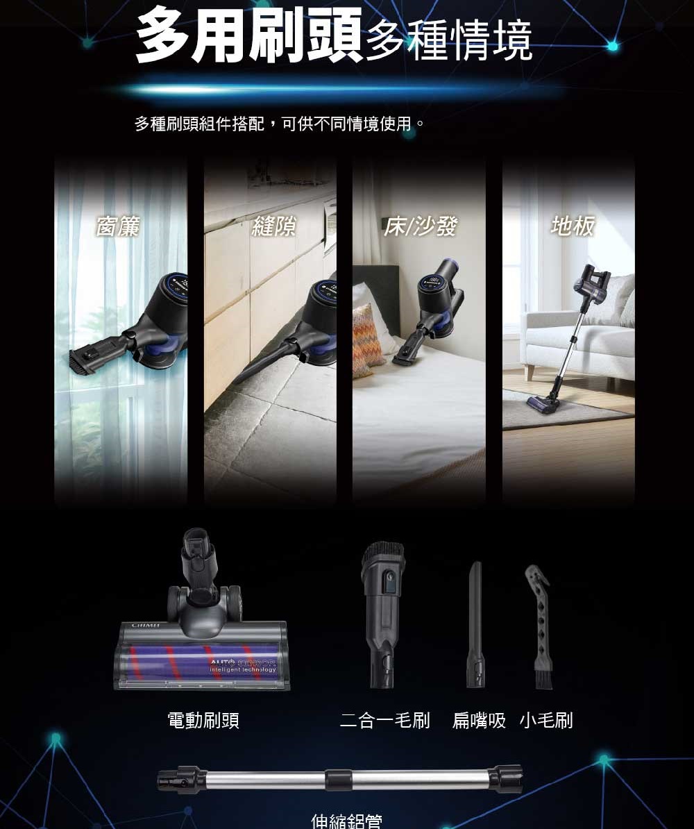 多種刷頭組件搭配,可供不同情境使用。