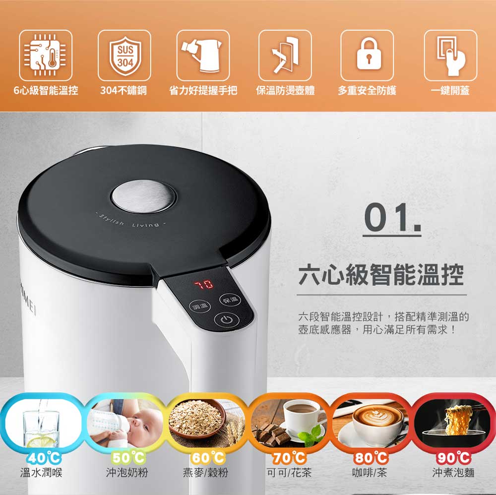 六段智能溫控設計,搭配精準測溫的