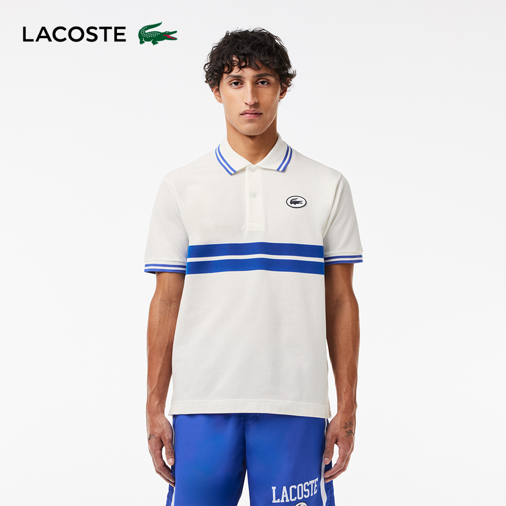 LACOSTE 男裝-原創L.12.12徽章條紋短袖Polo