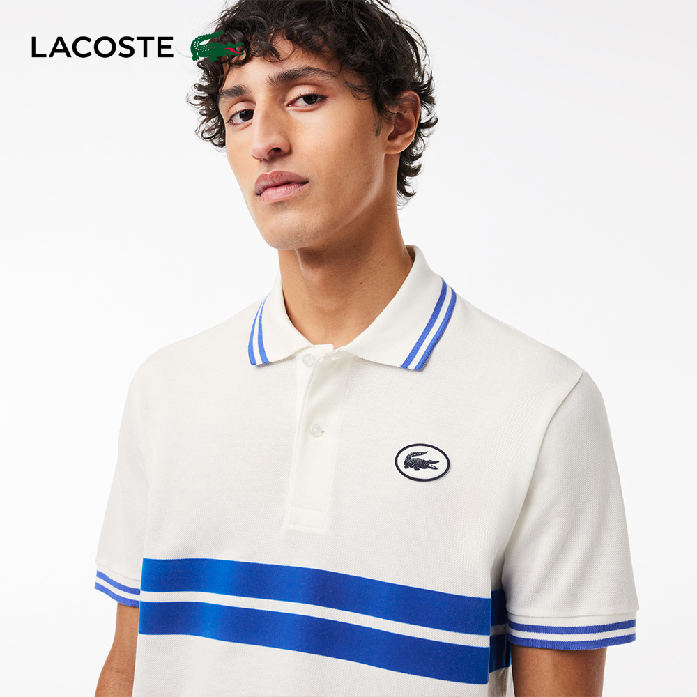 LACOSTE 男裝-原創L.12.12徽章條紋短袖Polo