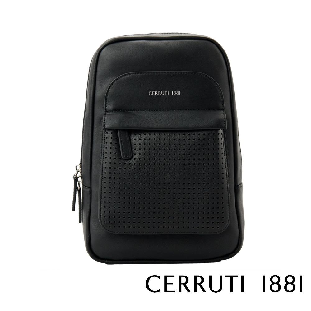 Cerruti 1881 頂級義大利小牛皮斜肩包(黑色 CE
