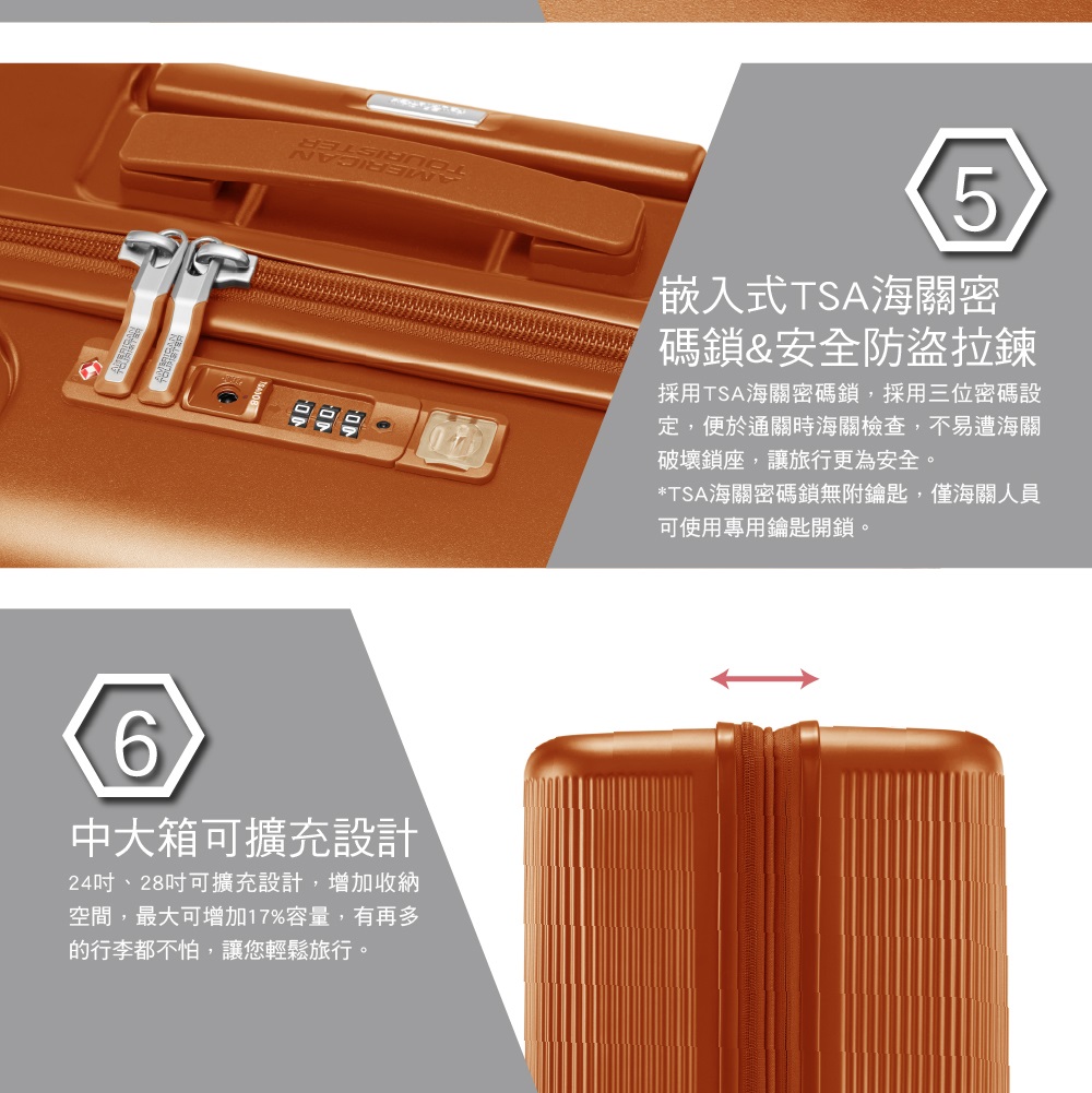 採用TSA海關密碼鎖,採用三位密碼設